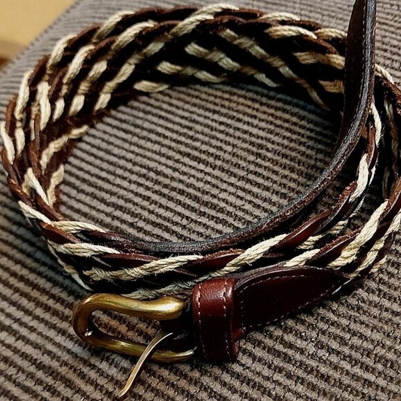 Chambord Vintage Braided Leather Belt Woven Boho Indie Western Waist Belt - Picture 1 of 9